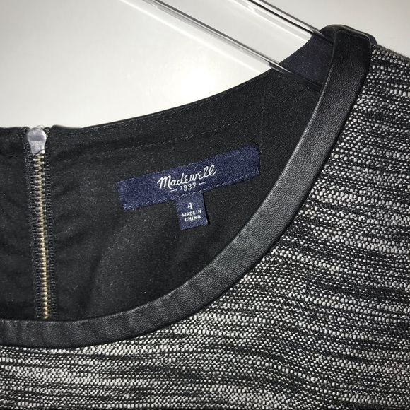 Madewell Tweed Skater Dress Leather Trim - Picture 7 of 8